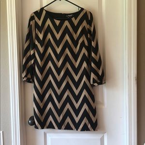 Black and Tan Chevron Dress